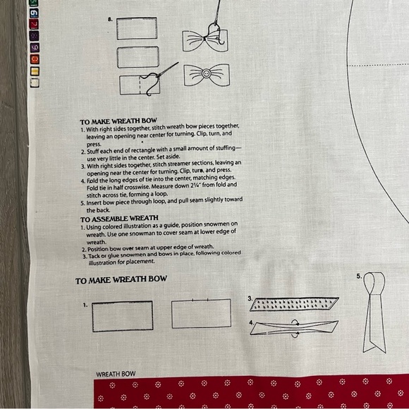 Vintage Fabric Panel Christmas Holiday Snowman Wreath Winter Dream Spinners - Picture 6 of 7